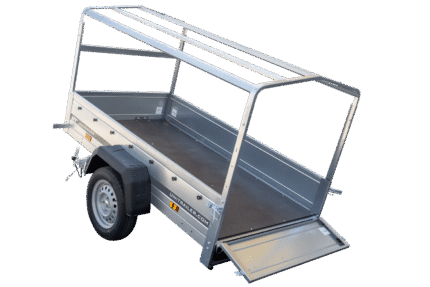 Anhänger Garden Trailer 200 KIPP 200x106 cm 750 kg [mit Hochspriegel, blauer Hochplane und Stützrad]